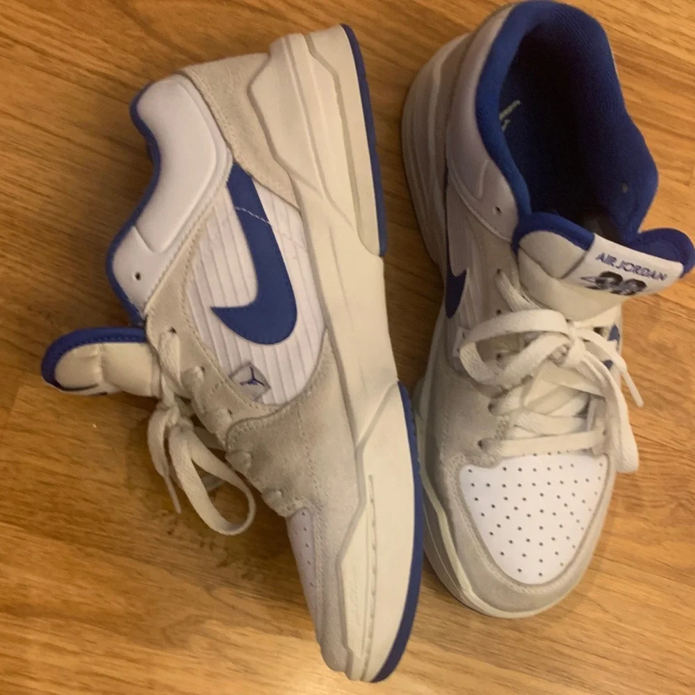 Jordan White and Blue Sneakers - Good used condition